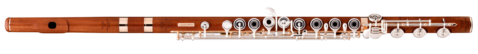 Holzflöte-Holzquerflöte-POWELL-Legende aus Mopaneholz mit vergodeter Mechanik-H-Fuss.jpg