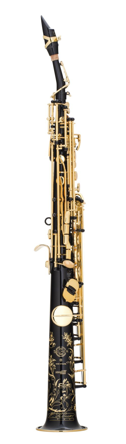 Sopran-Saxophon in Bb, SELMER, SERIE III, Korpus Messing schwarz-lackiert, Mechanik, Messing, goldlackiert-1.jpg