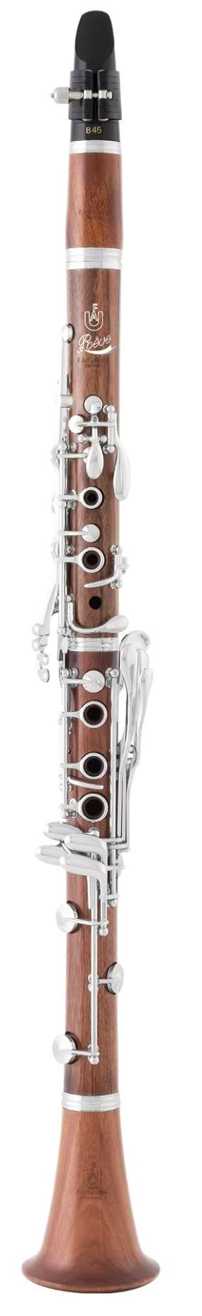 Klarinette in A, F. ARTHUR UEBEL, Mod. RÈVE, aus Mopaneholz, versilberte Mechani
