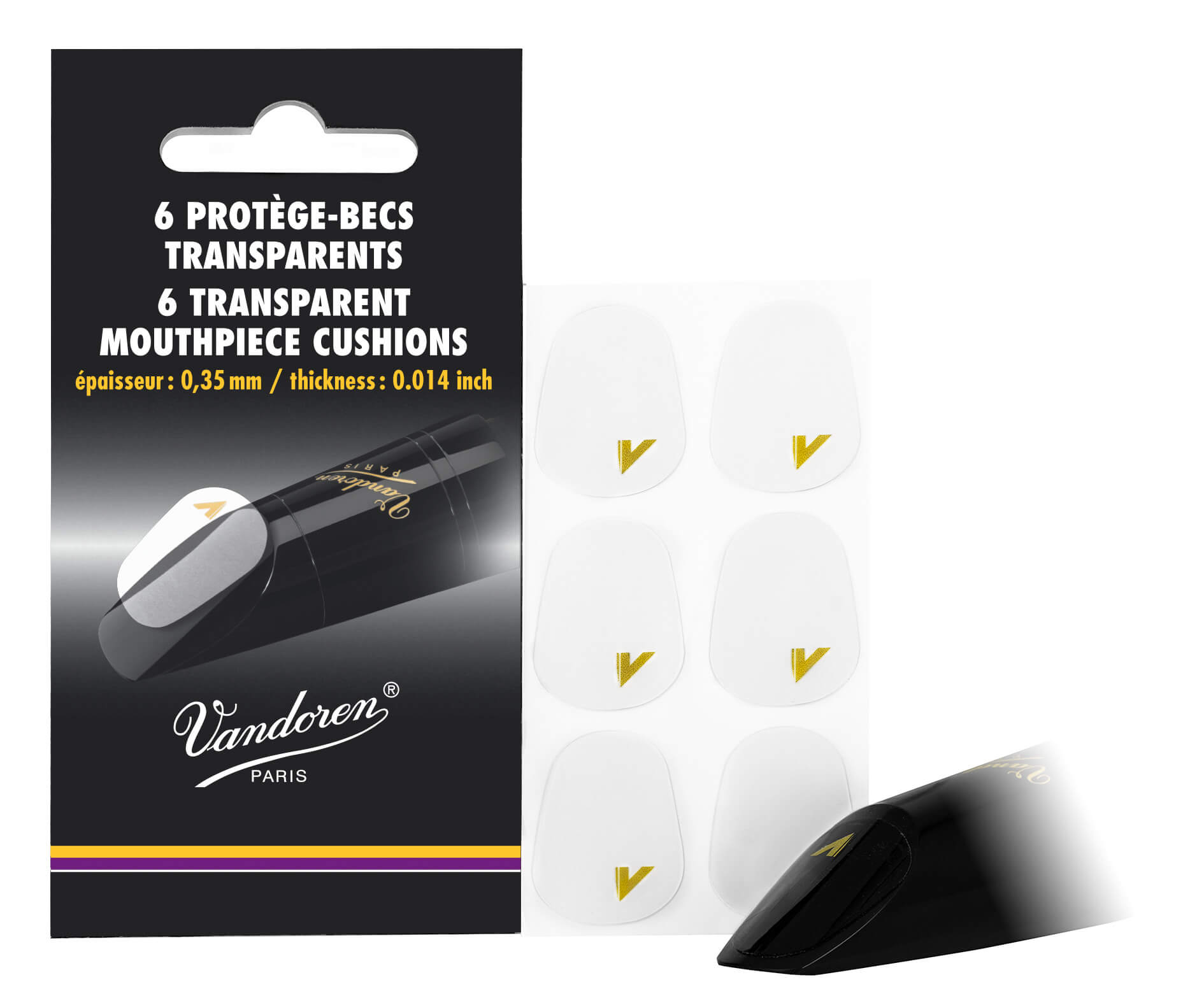 Bissplättchen-Mundstück-Schutz VANDOREN, für Klarinette-Saxophon, transparent, G